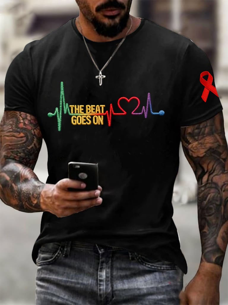 Men's casual heart disease awareness T-shirt