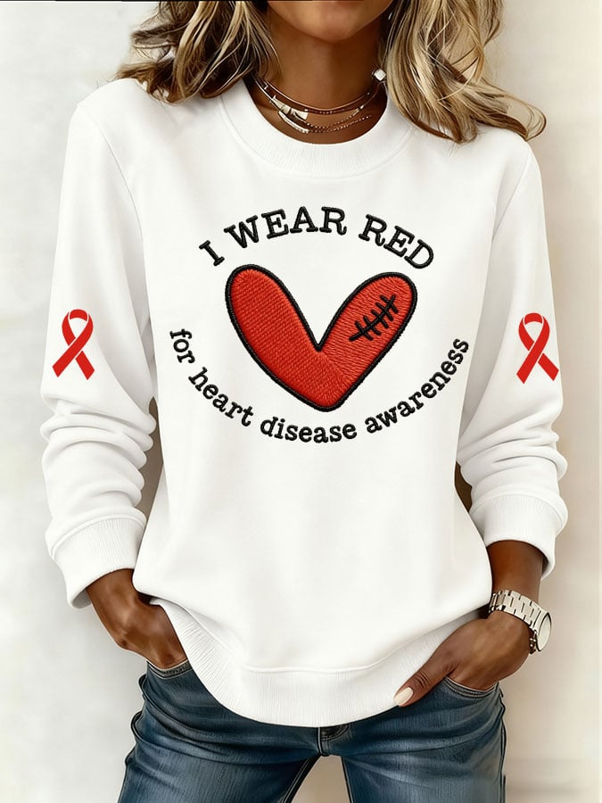 Women's Heart Disease Awareness Print Sweatshirt