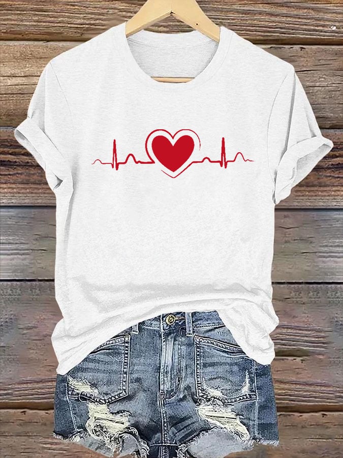 Women's Heart Disease Awareness Print T-shirt