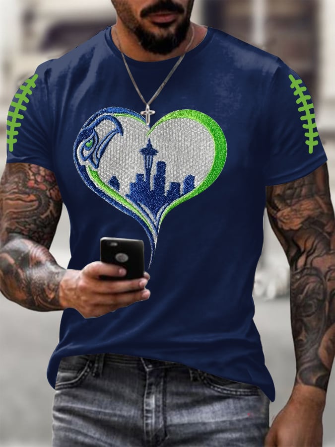 Men's Rugby Print Casual T-Shirt
