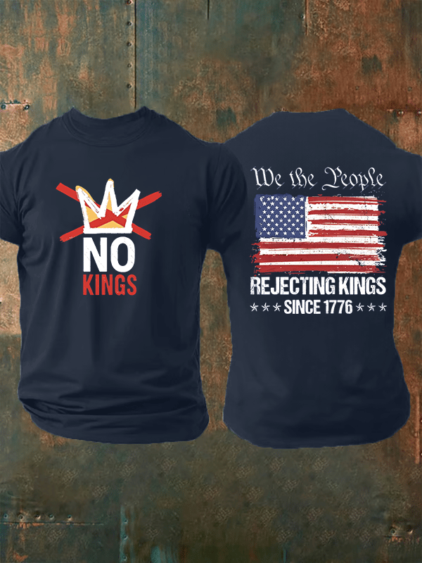 🔥Buy 3 Get 15% Off🔥Men's No Kings, Rejecting Kings Since 1776, We The People T-Shirt