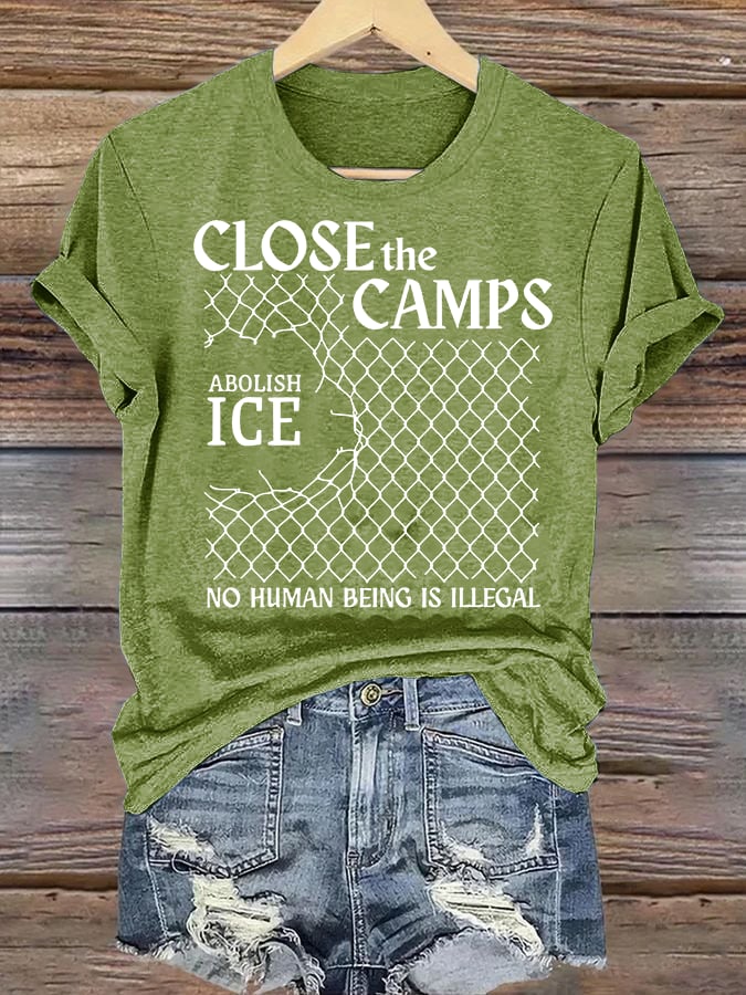 Women's Abolish ICE Close The Camps Print T-Shirt
