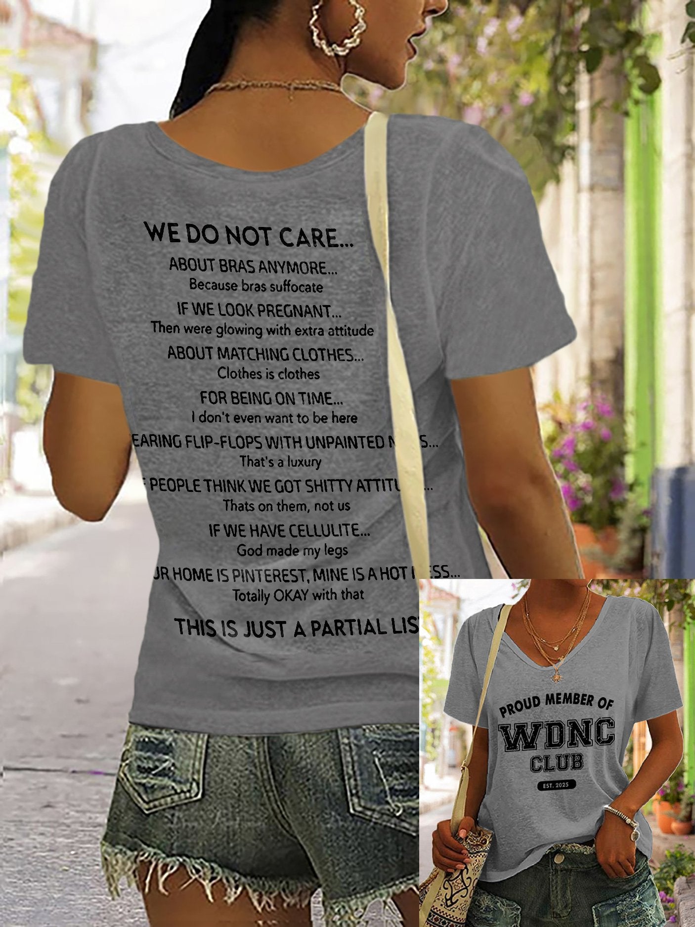 V-Neck Retro Funny Proud Member Of WDNC Club Est. 2025 Menopause Perimenopause Print T-Shirt