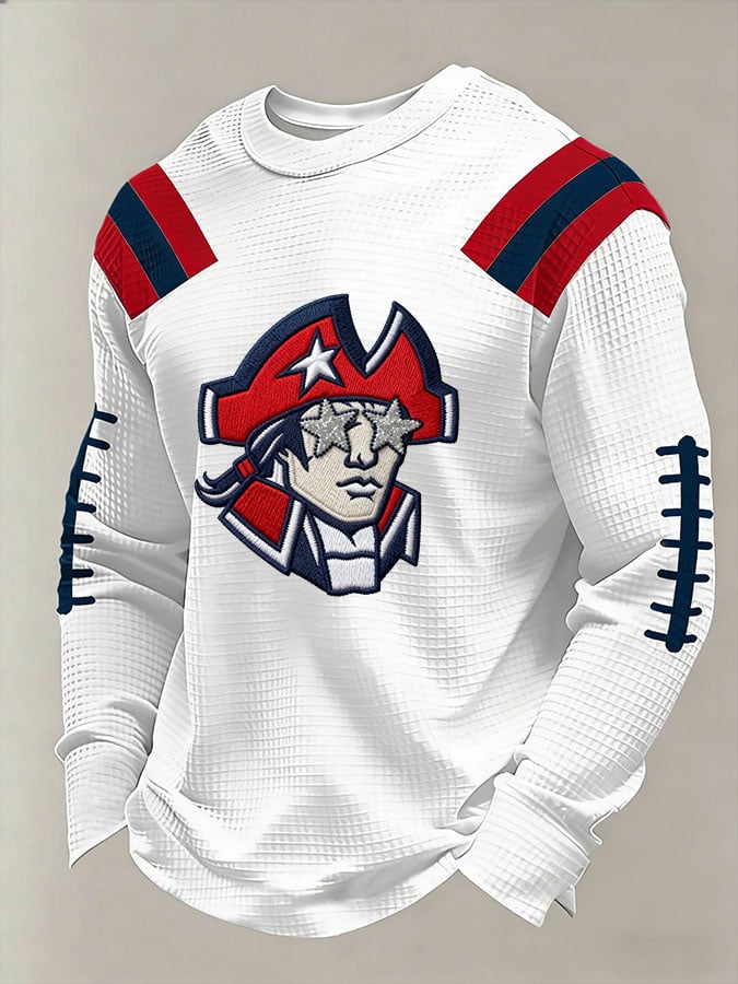 Men's Football Waffle Fabric Long-sleeved T-shirt