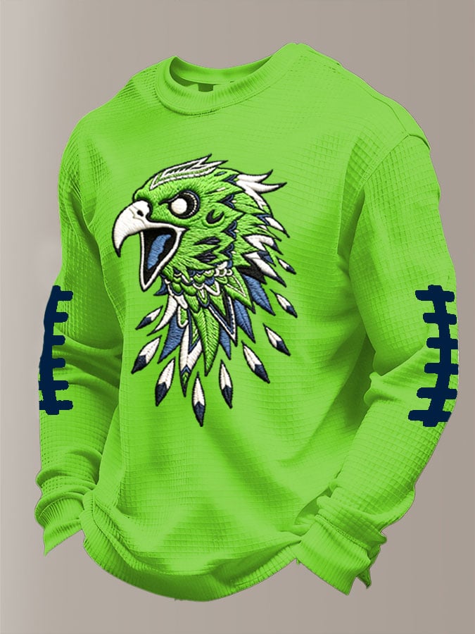 Men's Football Waffle Fabric Long-Sleeved T-Shirt