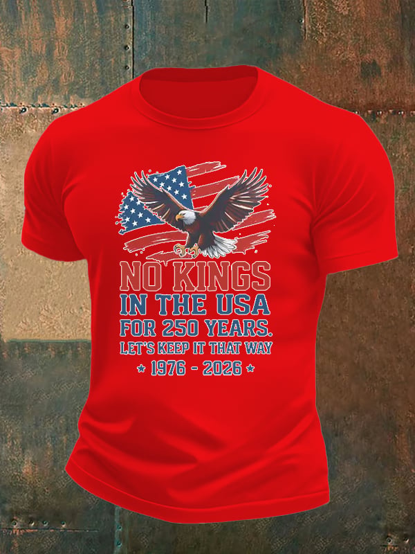 🔥Buy 3 Get 15% Off🔥Men's No Kings USA Patriotic Tee ,250 Years of Democracy printed T-shirt