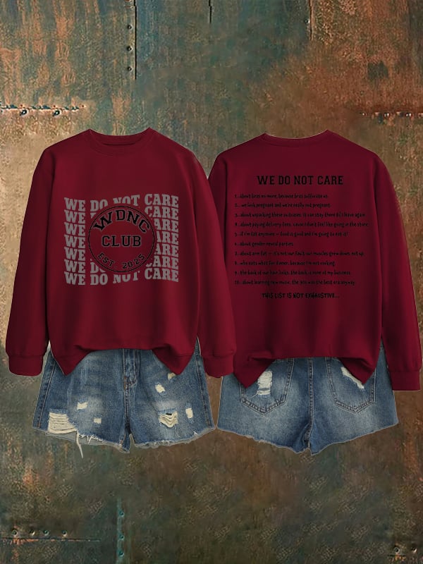 Women's Retro Funny Proud Member Of Club We Do Not Care Menopause Perimenopause Print Sweatshirt