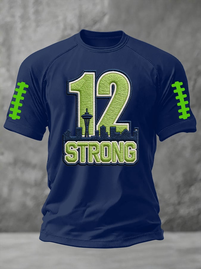 Men's football print short-sleeved T-shirt