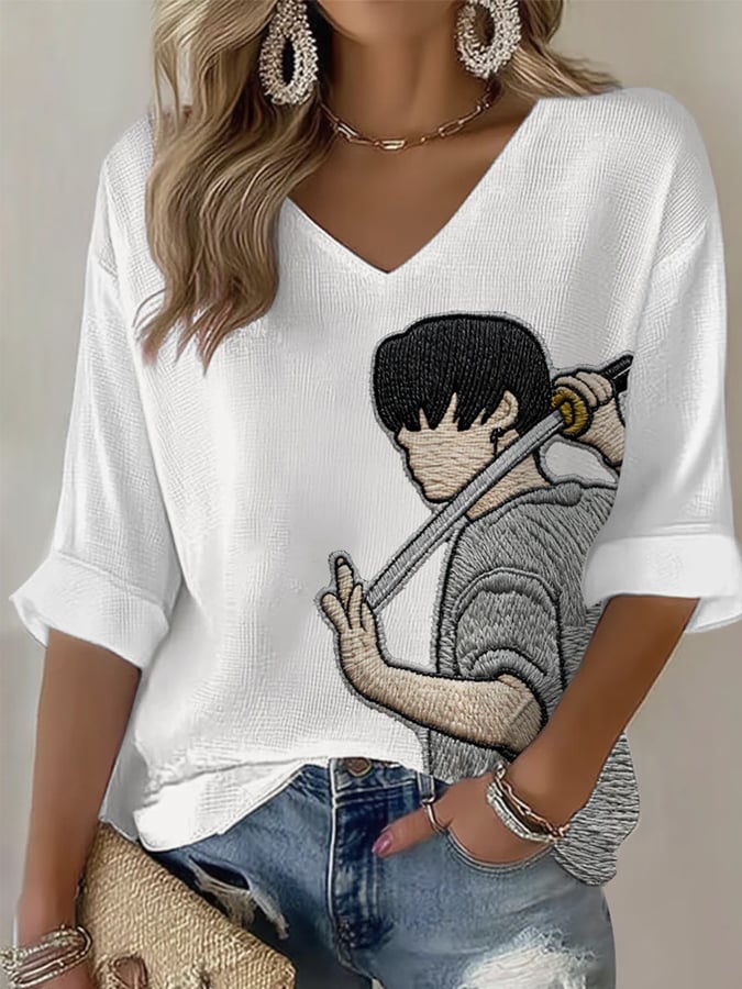 Women's BTS Fan Print Short-Sleeve Top