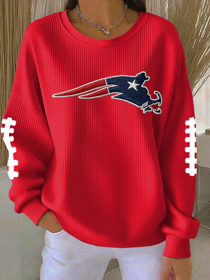 Women's football print crew neck top