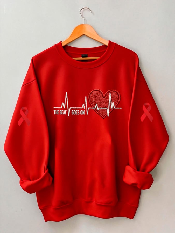 Women's casual heart disease awareness sweatshirt