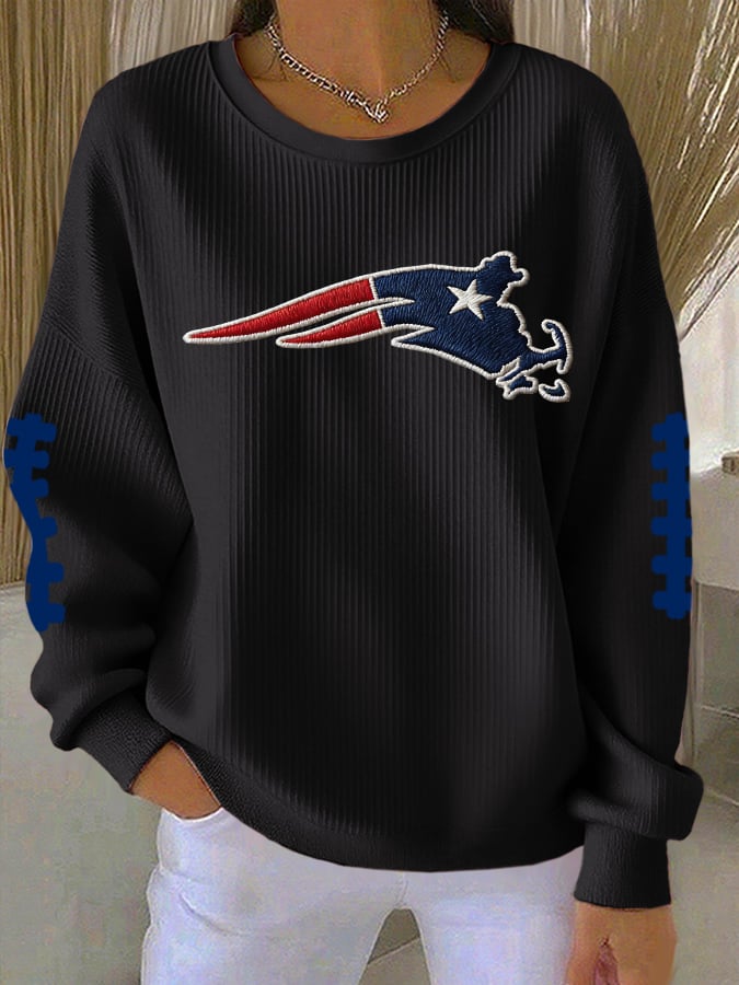 Women's football print crew neck top