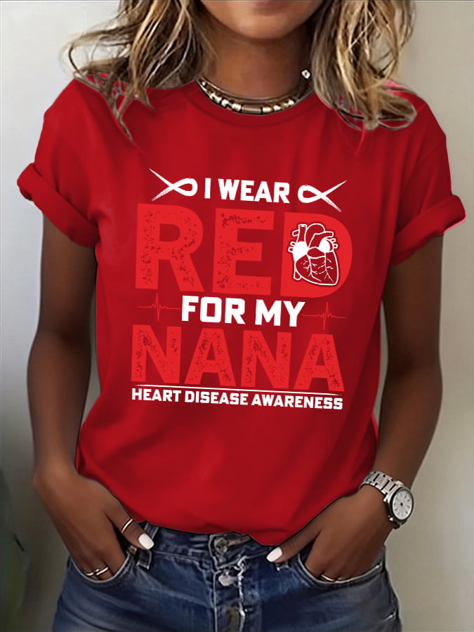 Women's Heart Disease Awareness Print T-shirt