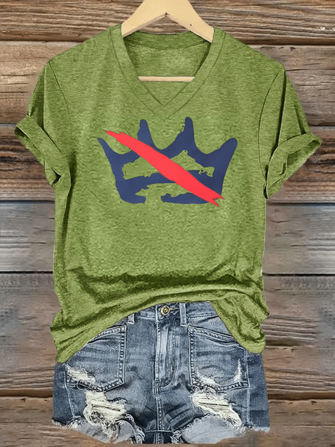 🔥Buy 3 Get 15% Off🔥Women's FDT NO KINGS Printed Casual V-Neck T-Shirt