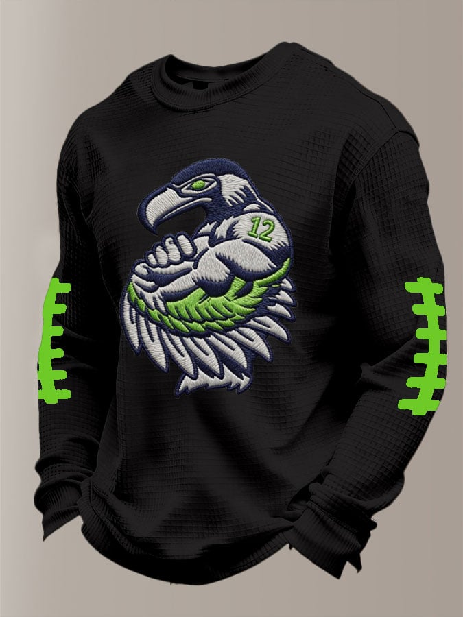 Men's Football Waffle Fabric Long-sleeved T-shirt