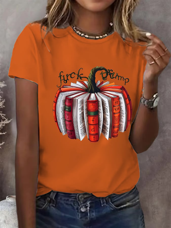 🔥Buy 3 Get 15% Off🔥Women's Fall Book Pumpkin DTF transfer - FDT, Fall Aesthetic print T-Shirt
