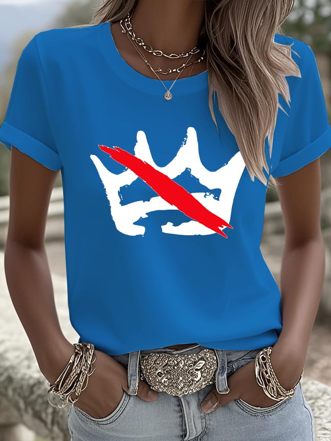 🔥Buy 3 Get 15% Off🔥Women's No Kings Print V Neck T-shirt