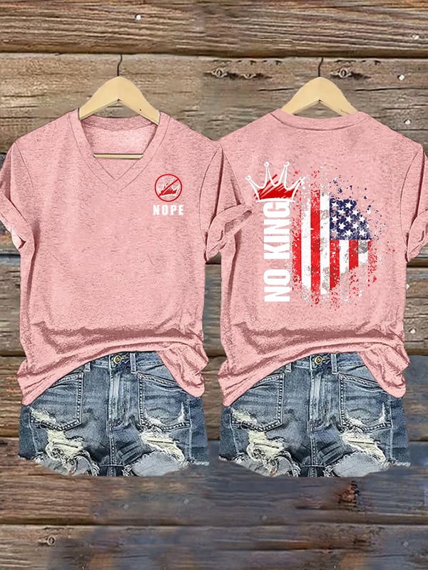 🔥Buy 3 Get 15% Off🔥Women's NOPE No King American Flag Print T-Shirt