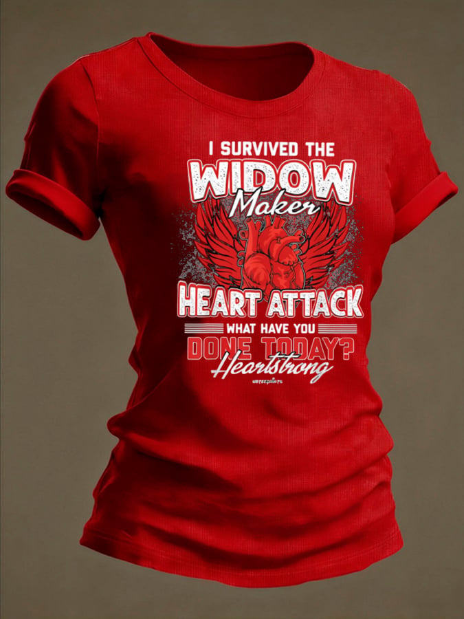 Women's Heart Disease Awareness Printed T-shirt