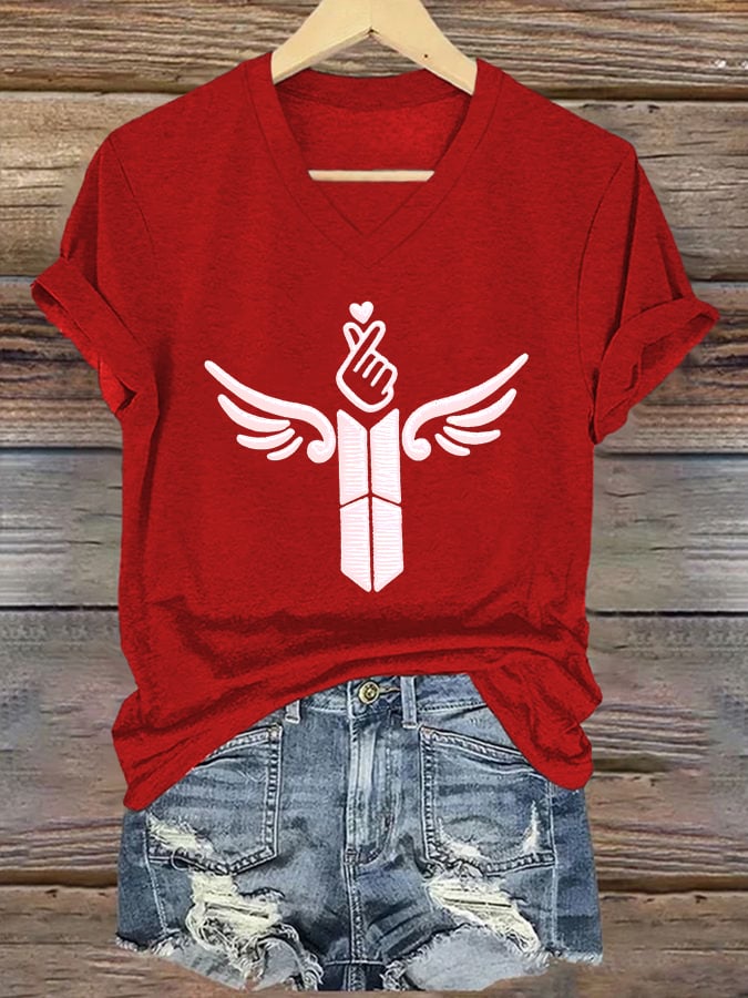 Women's K-pop Print Short-sleeved T-shirt