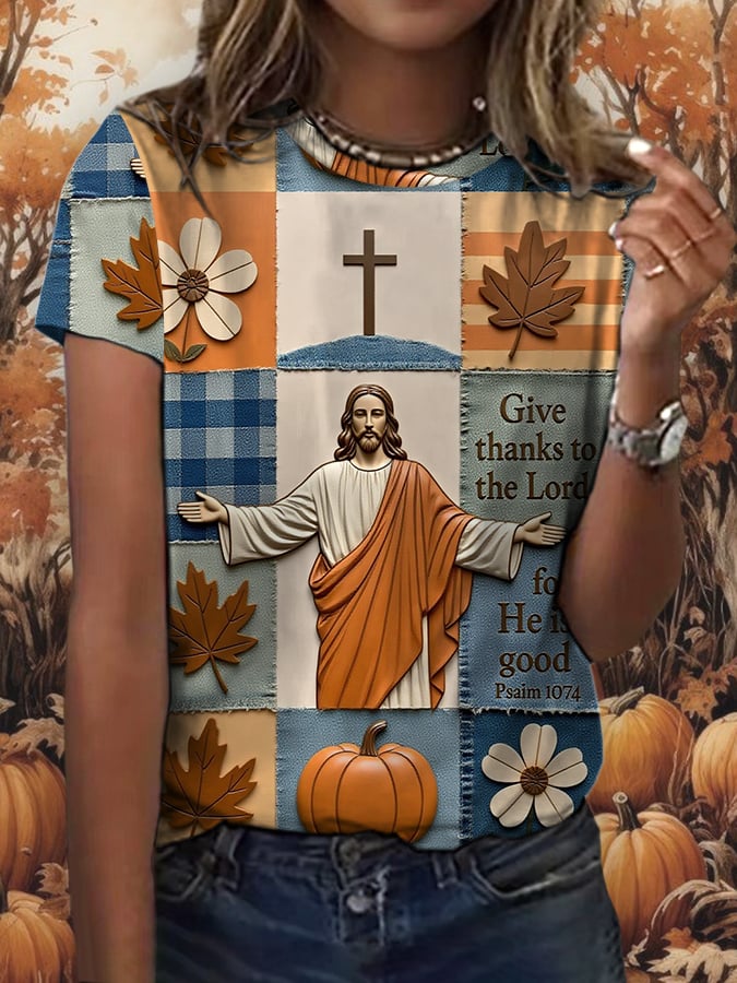 Women'S Casual Autumn Faith Short Sleeve T-Shirt
