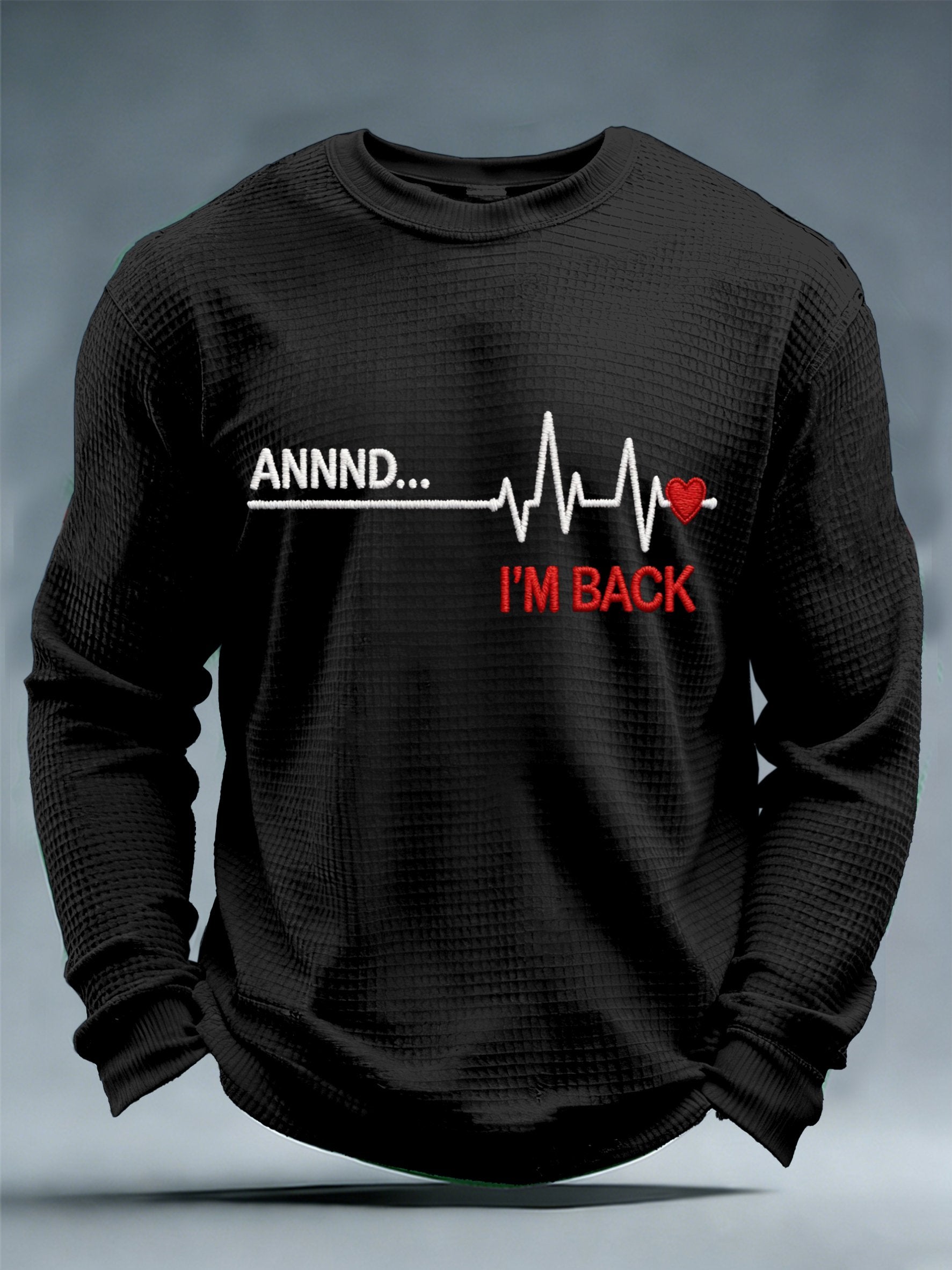 Men's casual heart disease awareness waffle-knit T-shirt