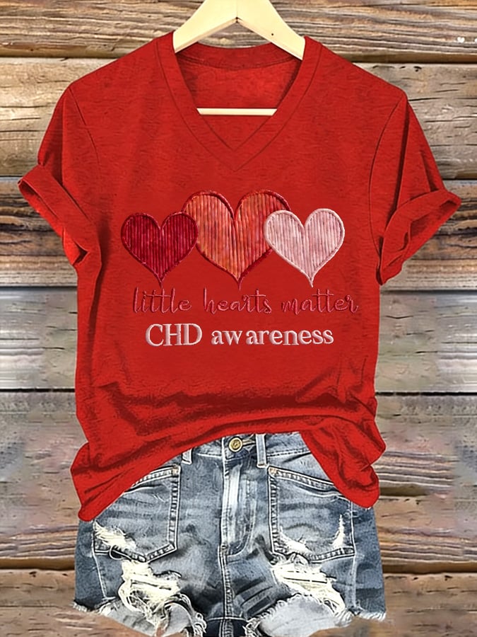 Women's Heart Disease Awareness Print T-shirt
