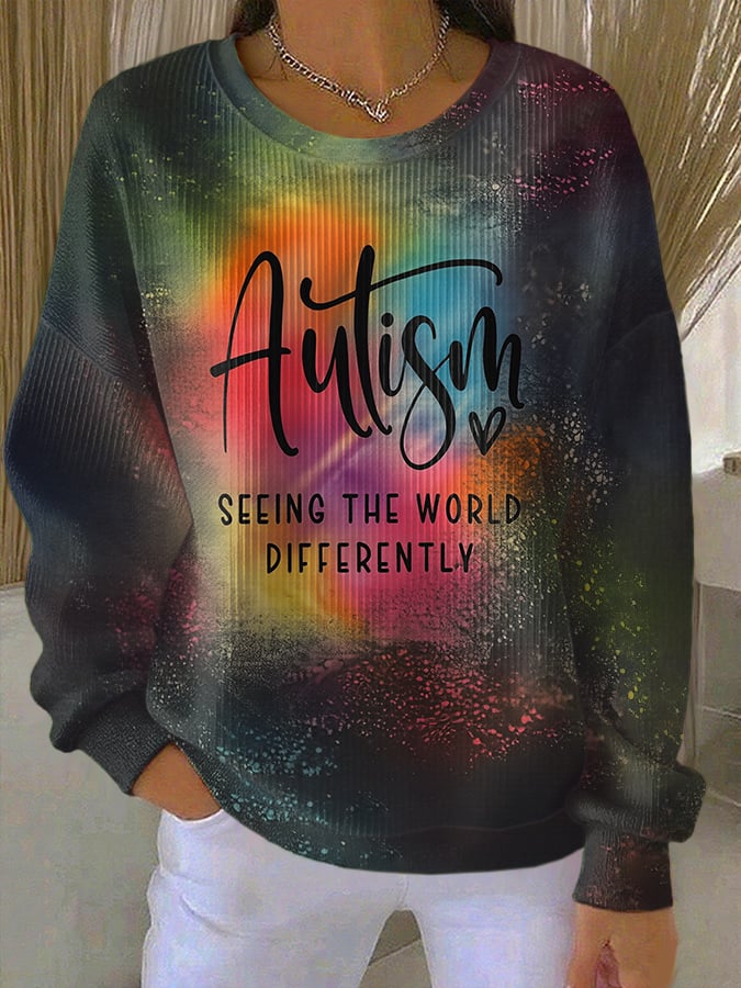 Women's Autism Seeing The World Differently Print Casual Sweatshirt