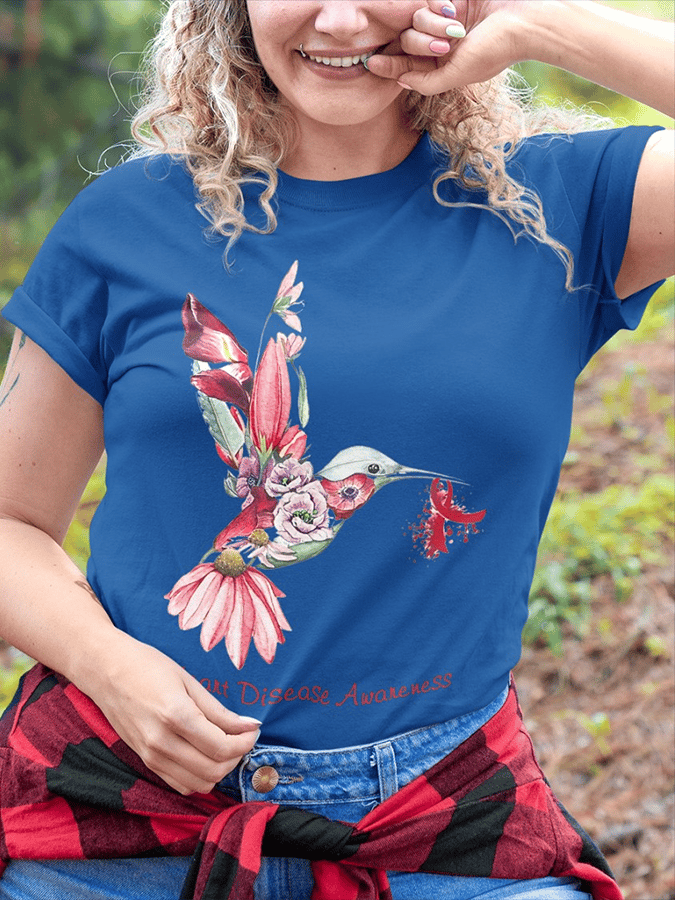 Women's Heart Disease Awareness Print T-shirt