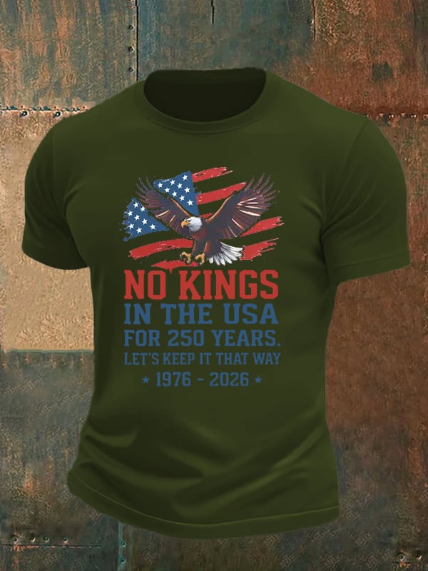 🔥Buy 3 Get 15% Off🔥Men's No Kings USA Patriotic Tee ,250 Years of Democracy printed T-shirt