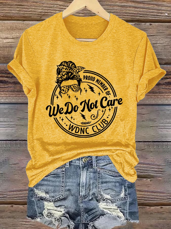 Retro Funny Proud Member Of WDNC Club We Do Not Care Menopause Perimenopause Print T-Shirt