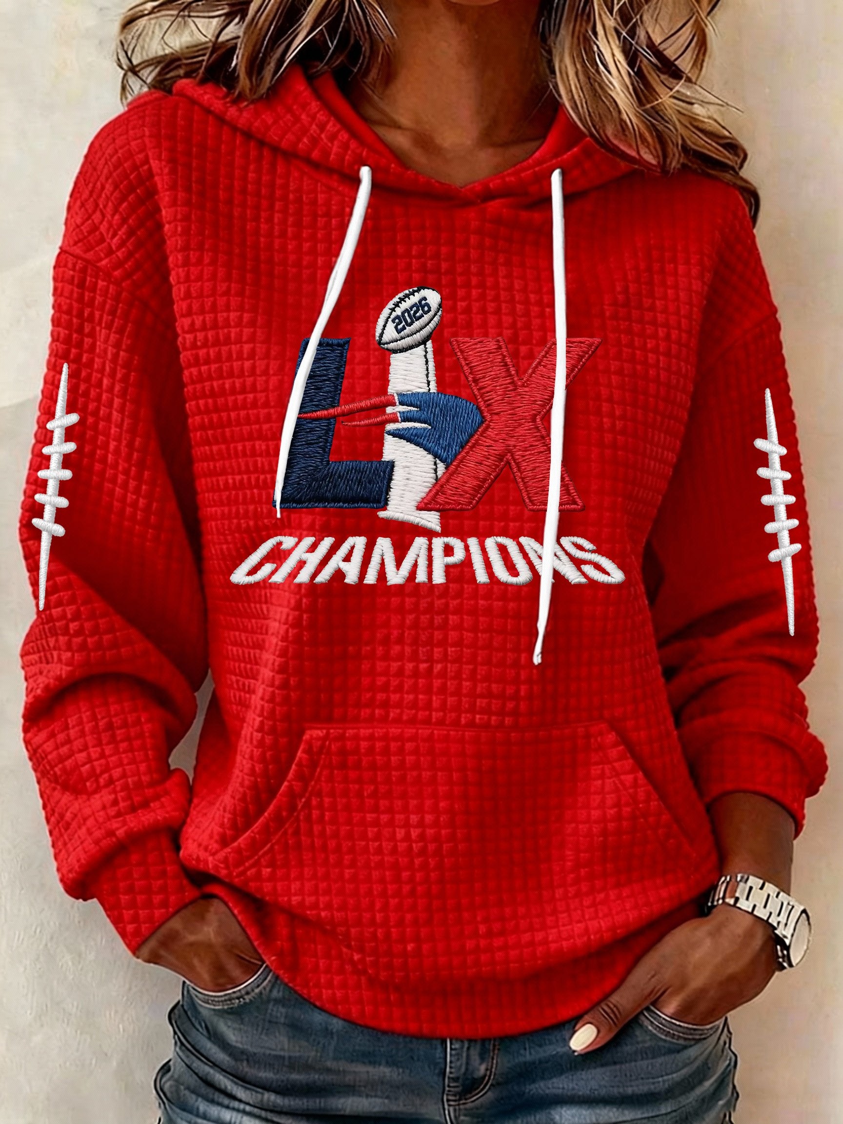 Women’s Football Graphic Waffle Knit Hoodie