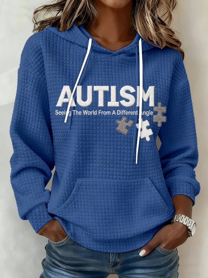 Women's Retro Autism Awareness Print Hoodie