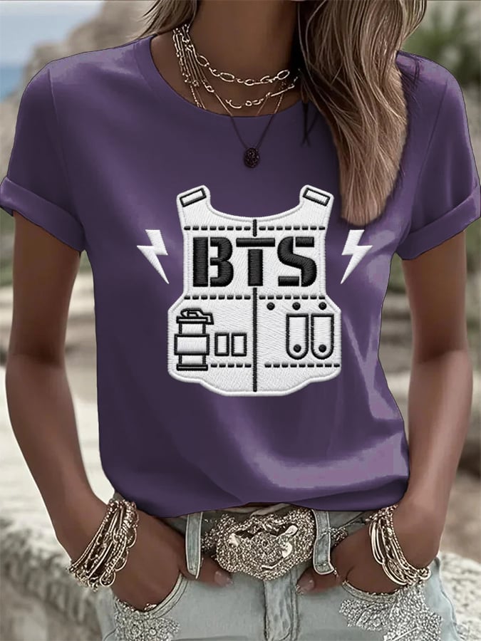 Women's K-pop Print Short-sleeved T-shirt