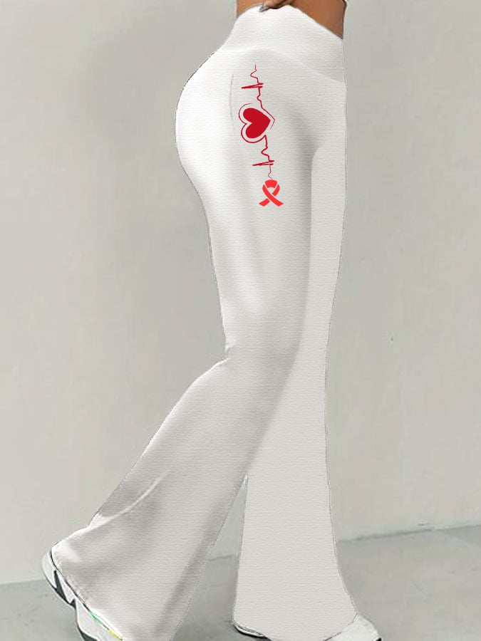 Women's Heart Disease Awareness Printed High-Stretch Leggings