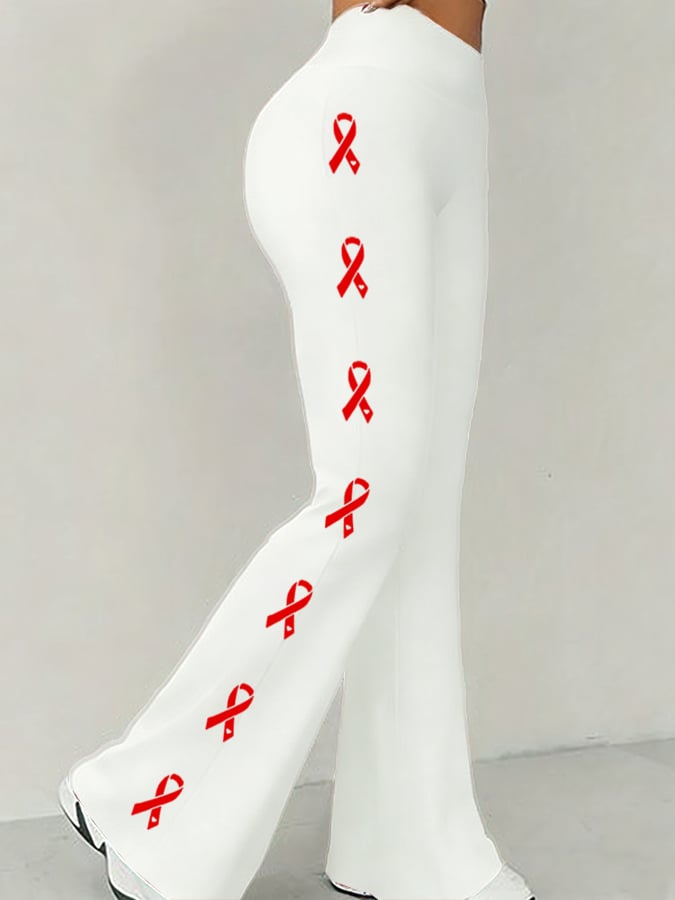 Women's Heart Disease Awareness Printed High-Stretch Leggings
