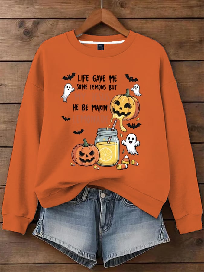 Women's Life Gave Me Some Lemons, But My Jesus Turned Them Into Lemonade Faith Print Sweatshirt