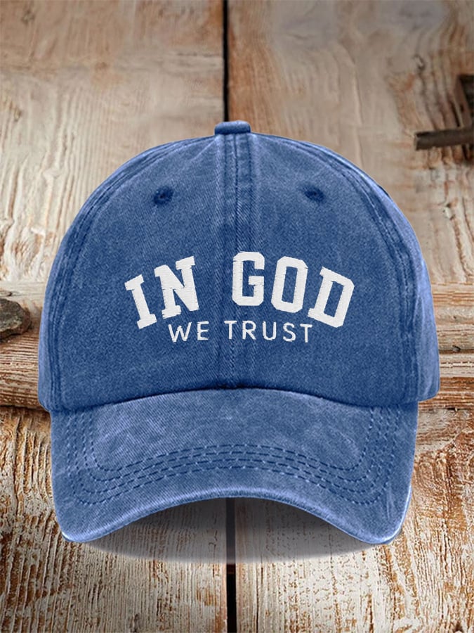 Unisex Distressed Washed Cotton "Faith" Embroidered Hat