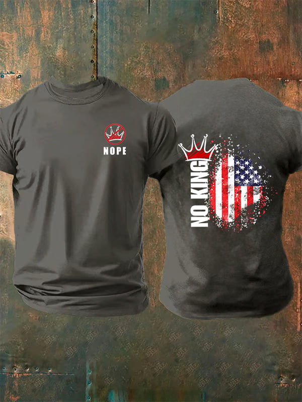 🔥Buy 3 Get 15% Off🔥Men's NOPE No King American Flag Print T-Shirt
