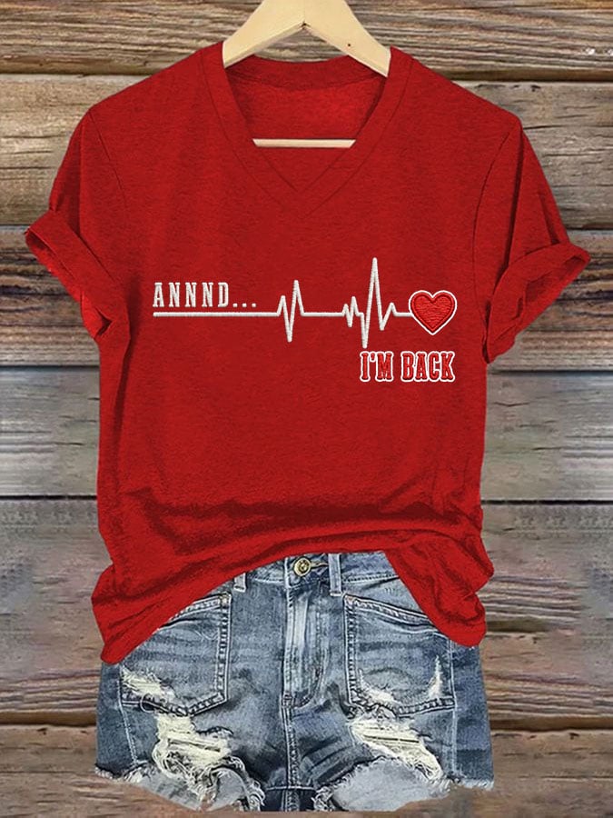 Women's Heart Disease Awareness Print T-shirt