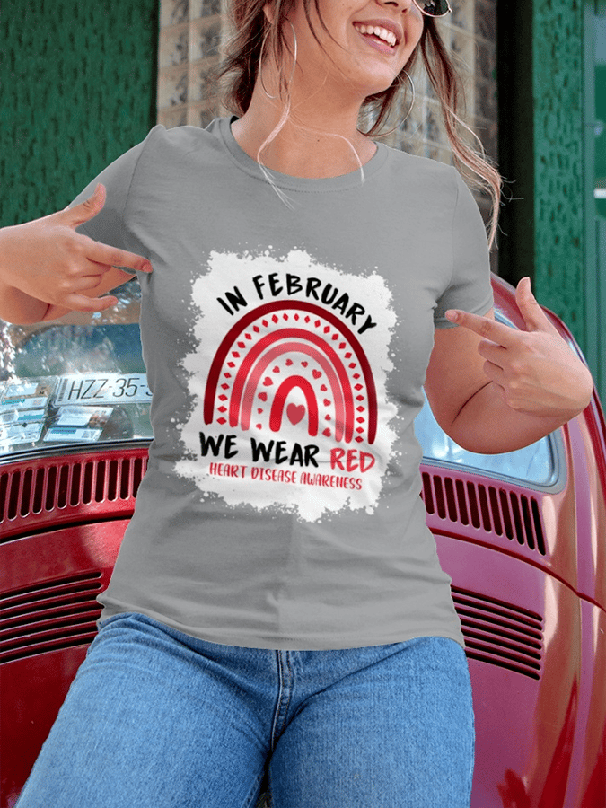 Women's Heart Disease Awareness Print T-shirt