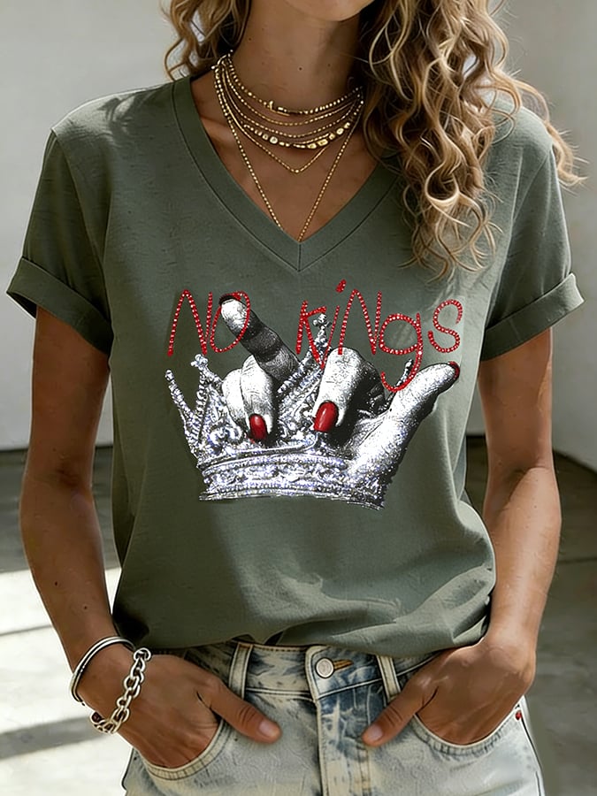 🔥Buy 3 Get 15% Off🔥Women's With No King Pattern Print Retro T-Shirt