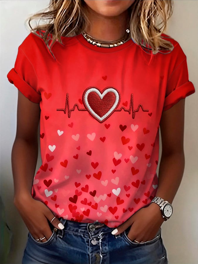 Women's Heart Disease Awareness Print T-shirt