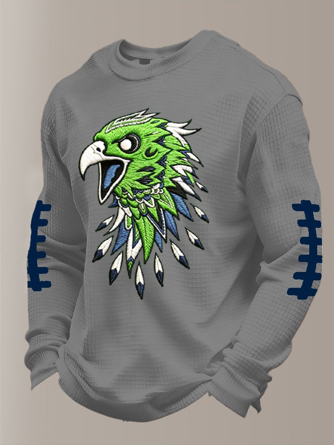 Men's Football Waffle Fabric Long-Sleeved T-Shirt