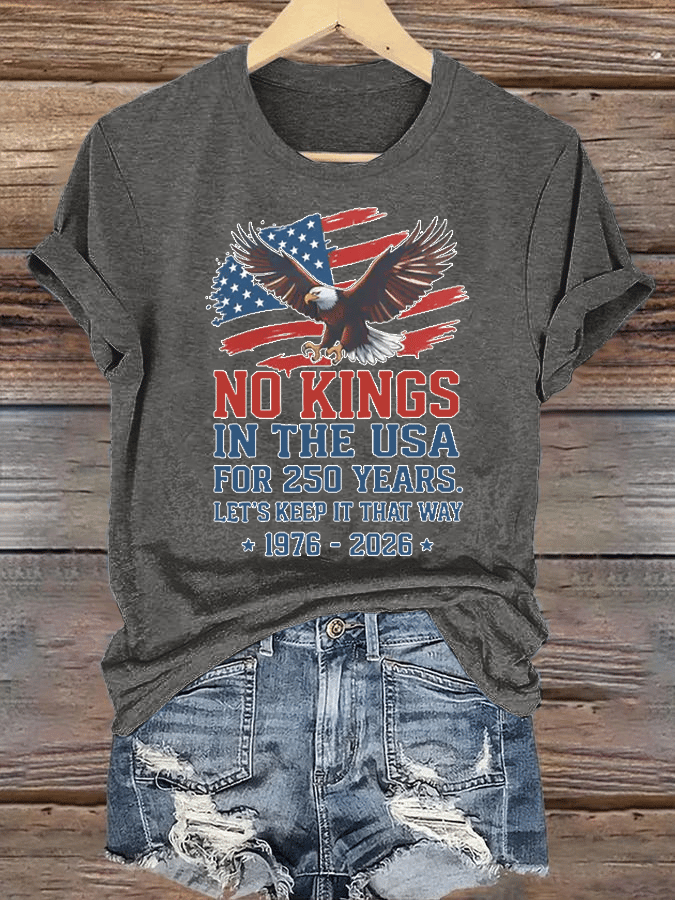 🔥Buy 3 Get 15% Off🔥Women's No Kings USA Patriotic Tee ,250 Years of Democracy printed T-shirt