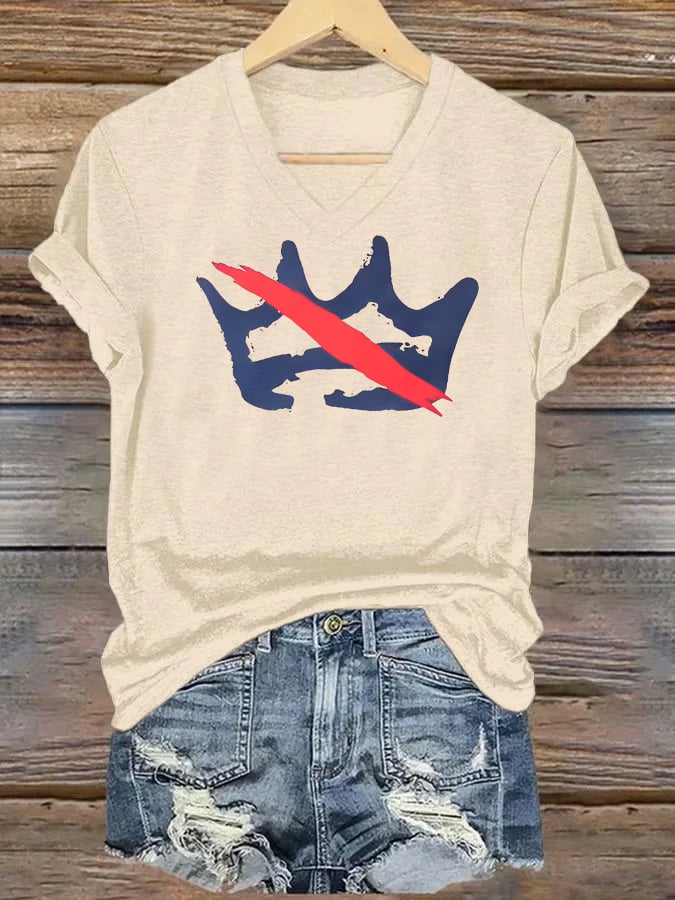 🔥Buy 3 Get 15% Off🔥V-neck Women's America has no kings Printed Casual T-Shirt