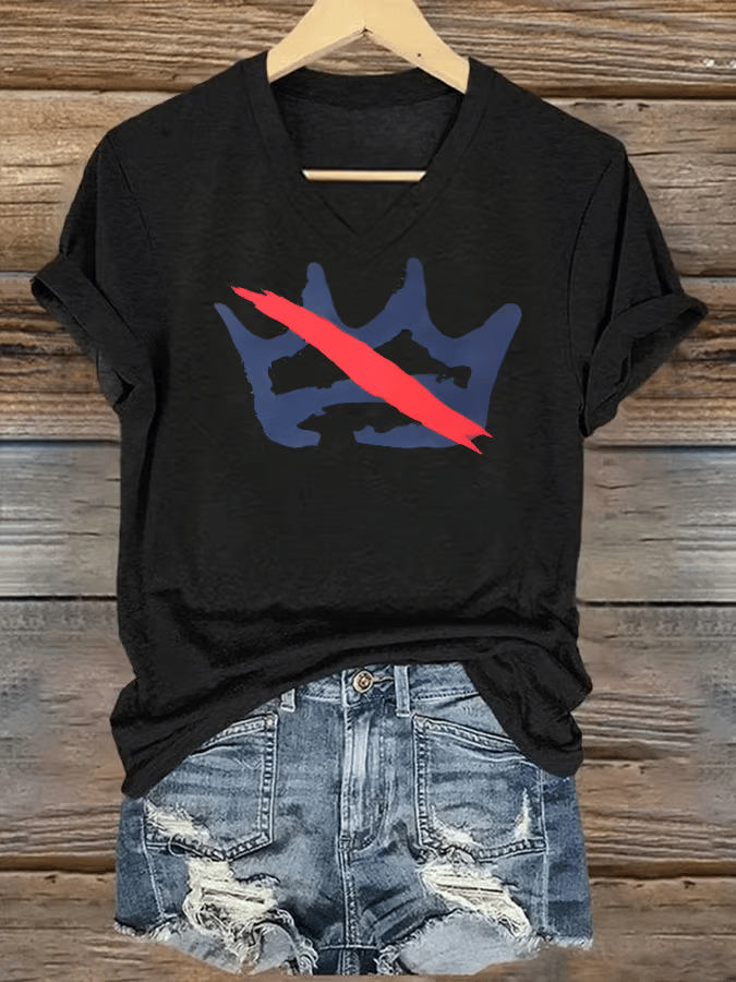 🔥Buy 3 Get 15% Off🔥Women's FDT NO KINGS Printed Casual V-Neck T-Shirt