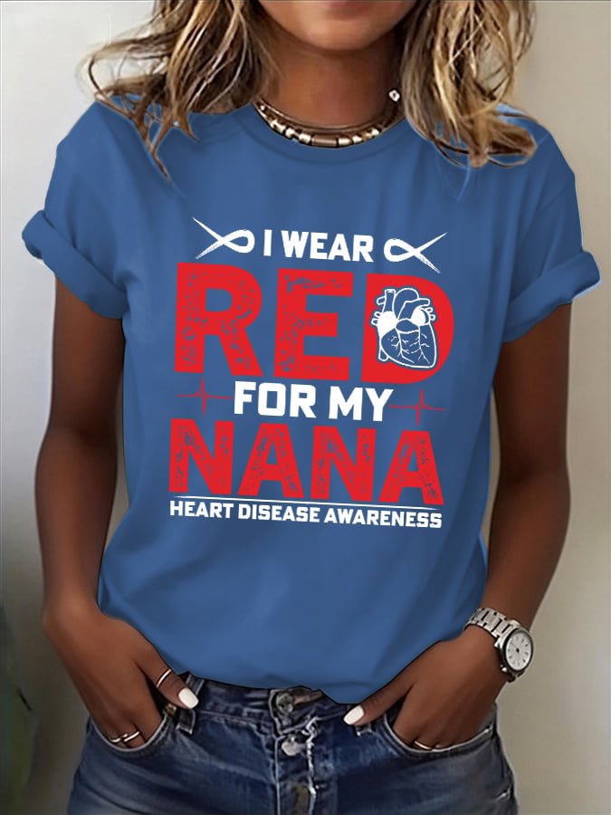 Women's Heart Disease Awareness Print T-shirt