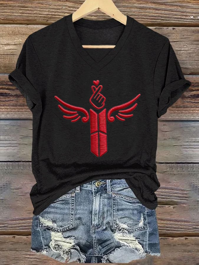Women's K-pop Print Short-sleeved T-shirt