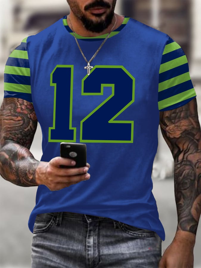 Men's Rugby Print Casual T-Shirt